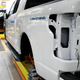 Ford Motor Co. battery powered F-150 Lightning trucks under production at their Rouge Electric Vehicle Center in Dearborn, Michigan on September 20, 2022.
